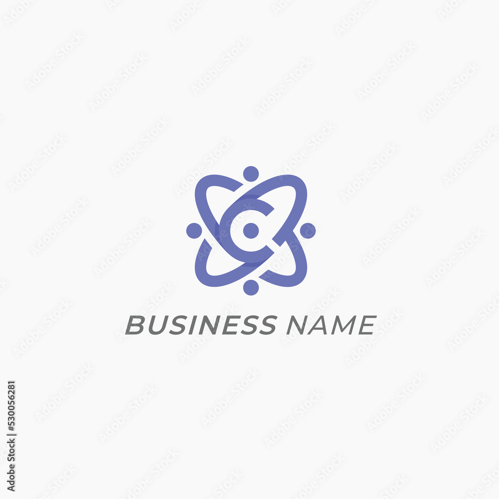 creative logo combine molecule and letter C creative logo combine molecule and letter C