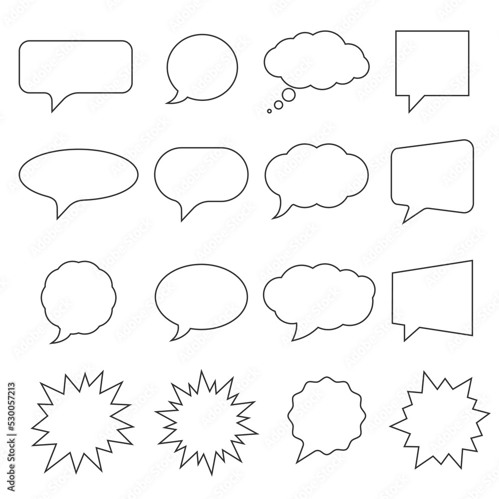 Obraz premium Speech bubble graphic icon. Blank balloon for thoughts sign isolated on white background. Empty dialog cloud. Cloud for text. Vector illustration