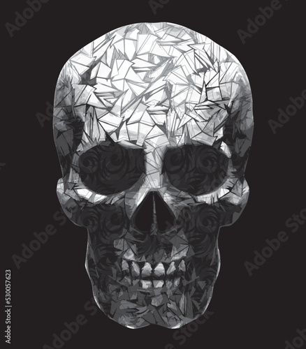 Skull with triangles. Abstract low poly vector illustration.