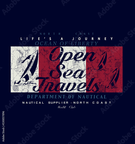 Explore the oceans.sketch sail graphic design.Can be used as t shirt printing design.
