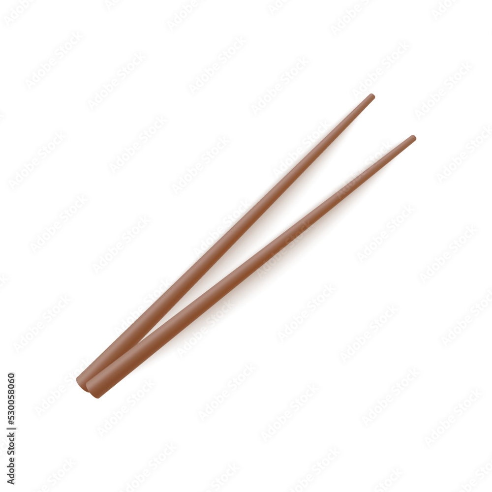 Realistic brown bamboo pair of chopsticks, vector illustration Realistic brown bamboo pair of chopsticks, vector illustration