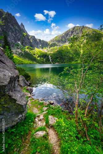 Amazing landscape of the Eye of the Sea Lake in Tatra Mountains, Poland