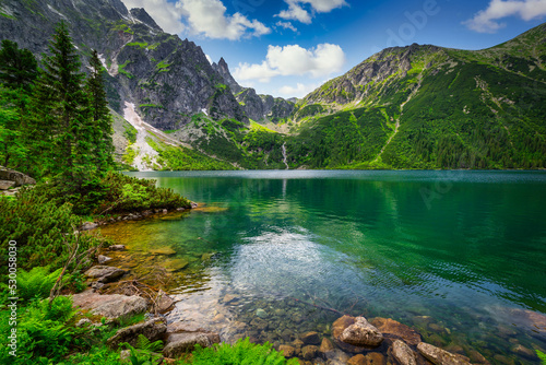 Amazing landscape of the Eye of the Sea Lake in Tatra Mountains, Poland