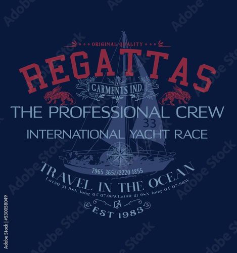Explore the oceans.sketch sail graphic design.Can be used as t shirt printing design.