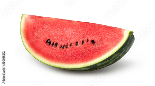Sliced watermelon isolated on white background, clipping path, Watermelon macro studio photo.
