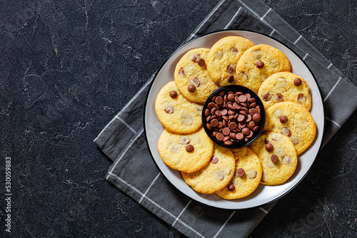chocolate chip lemon yellow cookies on a plate