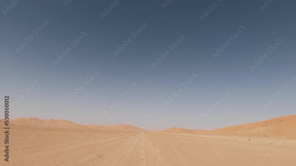Driving Into The Rub Al-Chali Desert, Oman Driving Into The Rub Al-Chali Desert, Oman