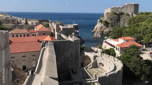  Looking down at the walled town of Dubrovnik. 