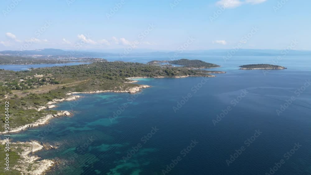 Aerial view of Diaporos Island in Greece, Famous European holiday destination for travel Aerial view of Diaporos Island in Greece, Famous European holiday destination for travel