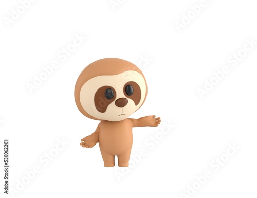 Little Sloth character choosing between two alternatives in 3d rendering.