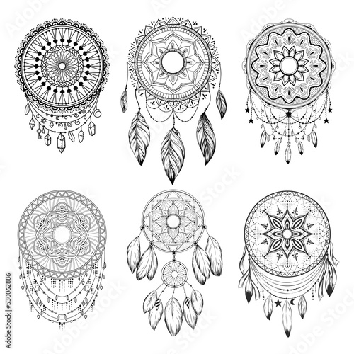 Boho Dream Catcher Vector Art. Beautiful Dream Catcher style Boho vector illustration design.