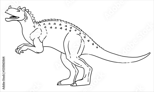 Allosaurus Dinosaur. Illustration in black and white style. The contour line. Vector for coloring.
