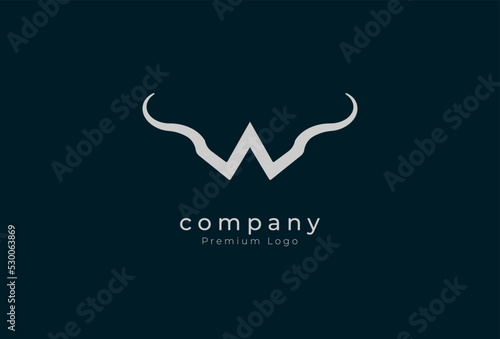 Initial W horn Logo, minimalist letter W with horn design logo, vector illustration