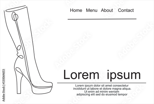 line drawing of womens boots.logo on white background