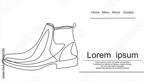 Classic men's shoes in continuous line art drawing style.