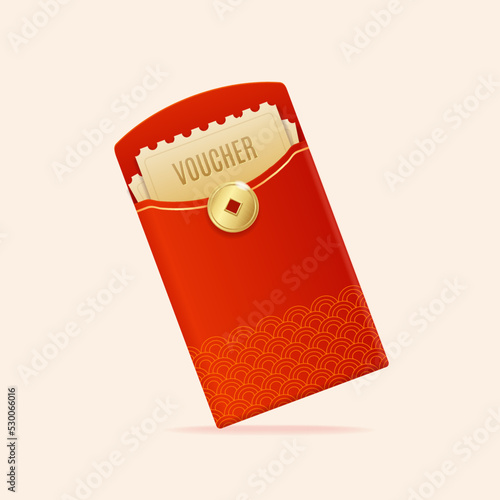 Realistic Detailed 3d Chinese Red Packet or Envelope. Vector