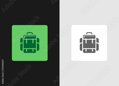 Backpack icon. Modern icon element illustration. Black and white isolated background. Futuristic icon for web, computer, technology. Vector eps 10