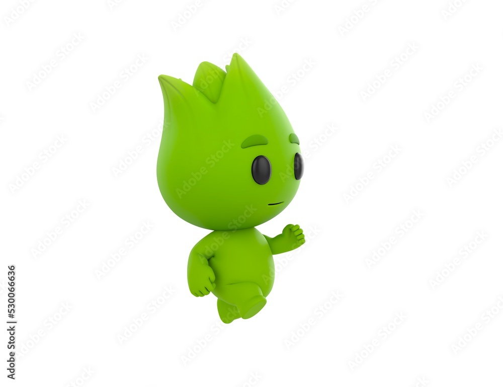 Nature Mascot character running in 3d rendering. Nature Mascot character running in 3d rendering.