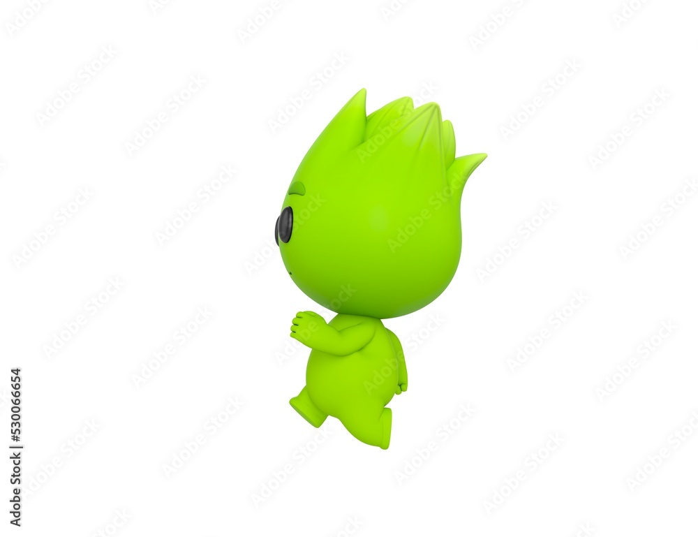 Fototapeta premium Nature Mascot character running to the left side in 3d rendering.