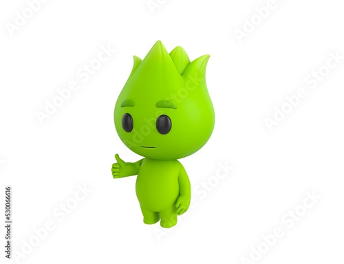 Nature Mascot character showing thumb up in 3d rendering.