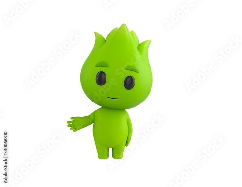 Nature Mascot character Giving a helping hand in 3d rendering.