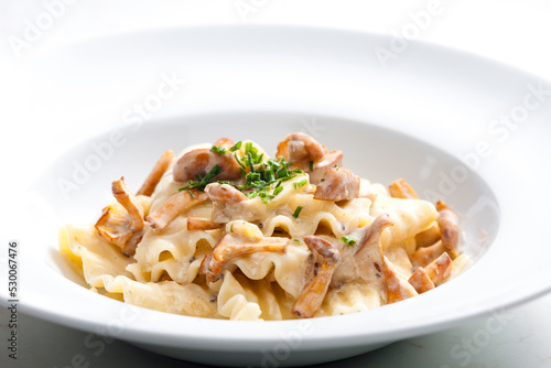 cream sauce with chanterelles served with pasta