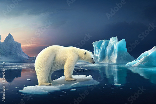 Fotografia, Obraz Polar bear above an iceberg in the arctic ocean