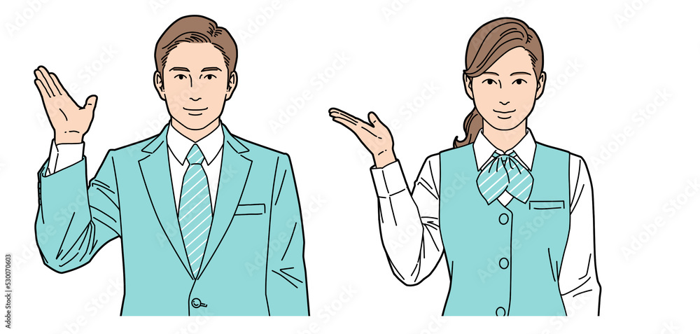 人物イラスト 受付 ビジネスマン 男女 正面 人物イラスト 受付 ビジネスマン 男女 正面