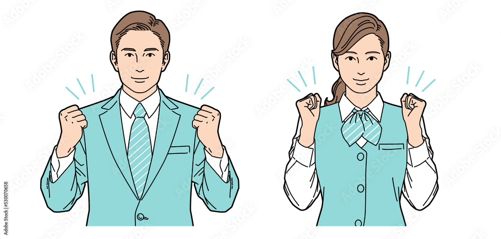 人物イラスト 受付 ビジネスマン 男女 正面 人物イラスト 受付 ビジネスマン 男女 正面