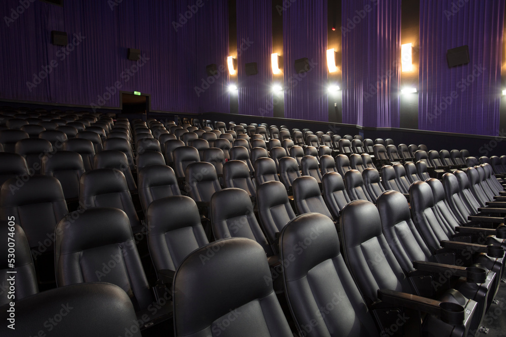 Fototapeta premium movie theater chairs dark lilac movie