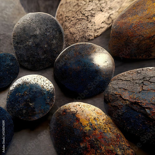 Texture of objects leaning together like polished river stones