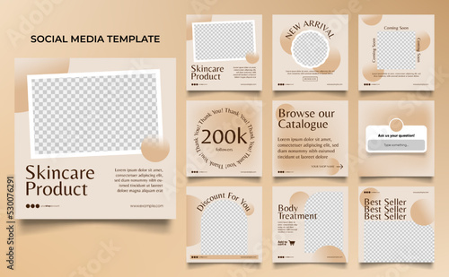 social media template banner beauty care cosmetic and spa sale promotion. fully editable instagram and facebook square post frame puzzle organic sale poster