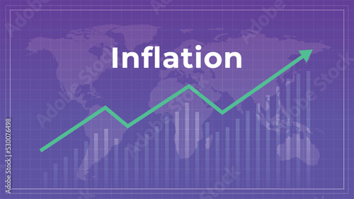 World inflation concept with graph chart on a world map vector illustration