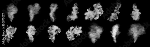 Design Elements. Smoke set isolated on black background. 