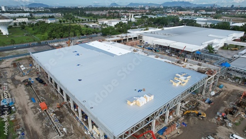 Kuching, Sarawak Malaysia - September 12th 2022: The Samajaya Light Industrial Zone where all the major electronics, solar and semiconductor plants are located photo