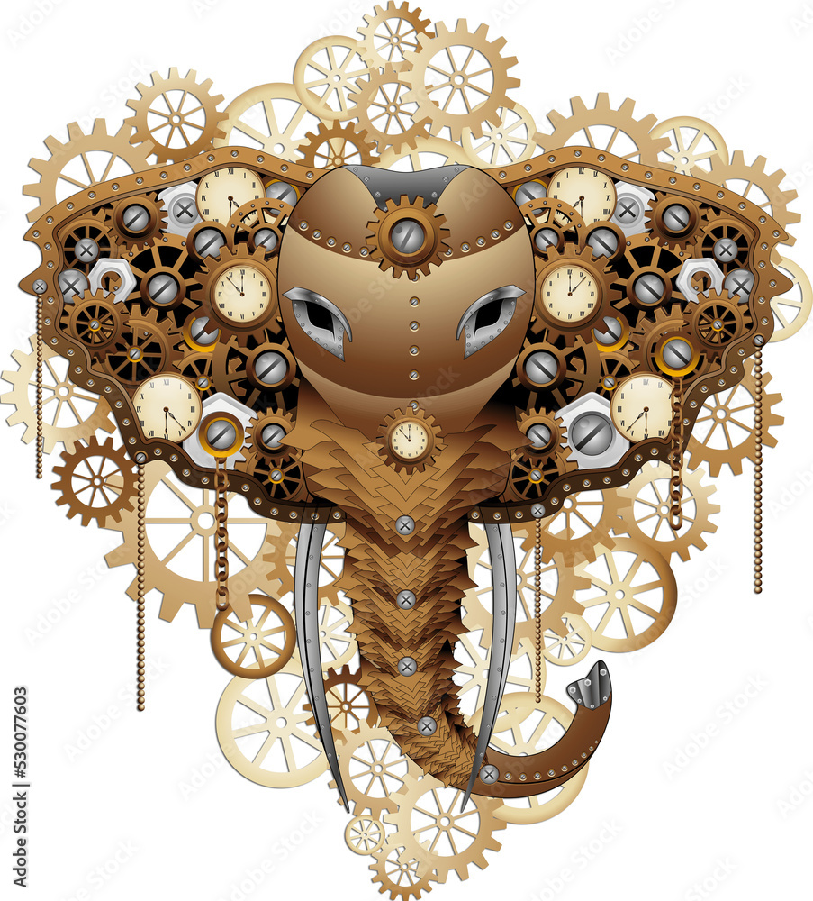 Steampunk Elephant Vintage Retro Style Machine composed by Clocks ...