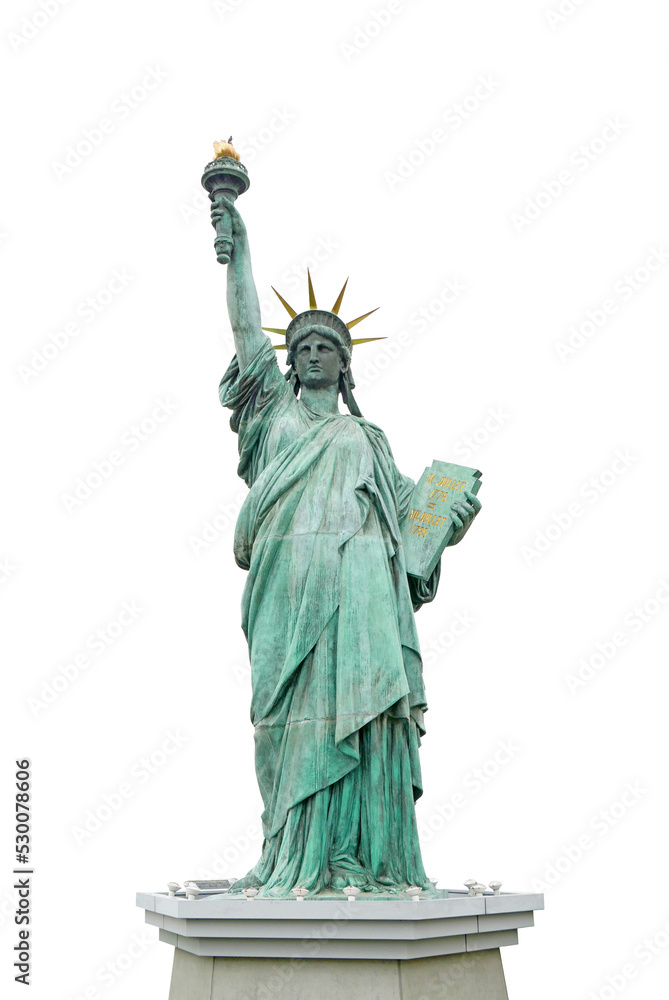 Vertical isolated Statue of Liberty in Odaiba Japan on transparent background - obrazy, fototapety, plakaty 