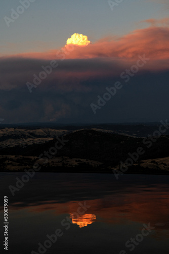 Night to Day with Pyrocumulus Cloud over the Mosquito Wildfire in the Sierra Foothills of California
