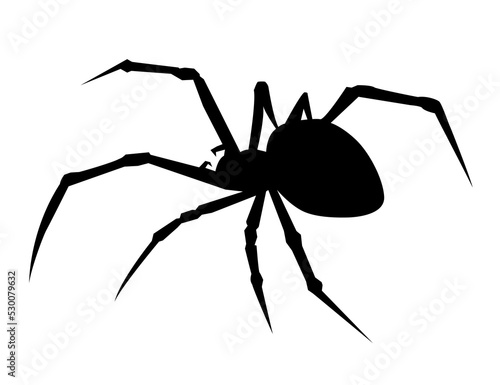 Spider Silhouette. Black Widow Silhouette. Halloween sticker. Vector illustration