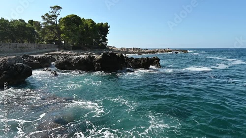 The rocky coastline of the Island of Lokrum in Dubrovik on the Adriatic sea.  photo