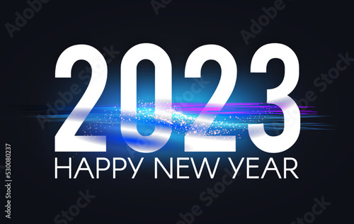 Happy 2023 New Year Elegant Christmas congratulation with light effect