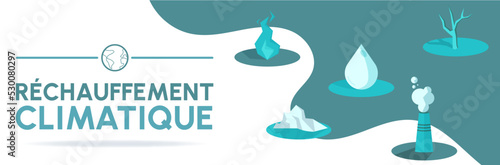 Réchauffement climatique - Bannière - Titre et illustrations autour du dérèglement du climat