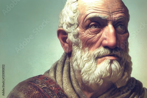 Lucius Annaeus Seneca the Younger, Roman philosoper, working in his chambers, digital illustration, gouache and oil painting, intricate details, detailed face