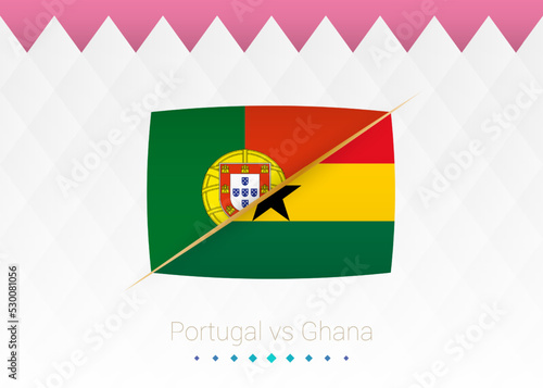 National football team Portugal vs Ghana. Soccer 2022 match versus icon.