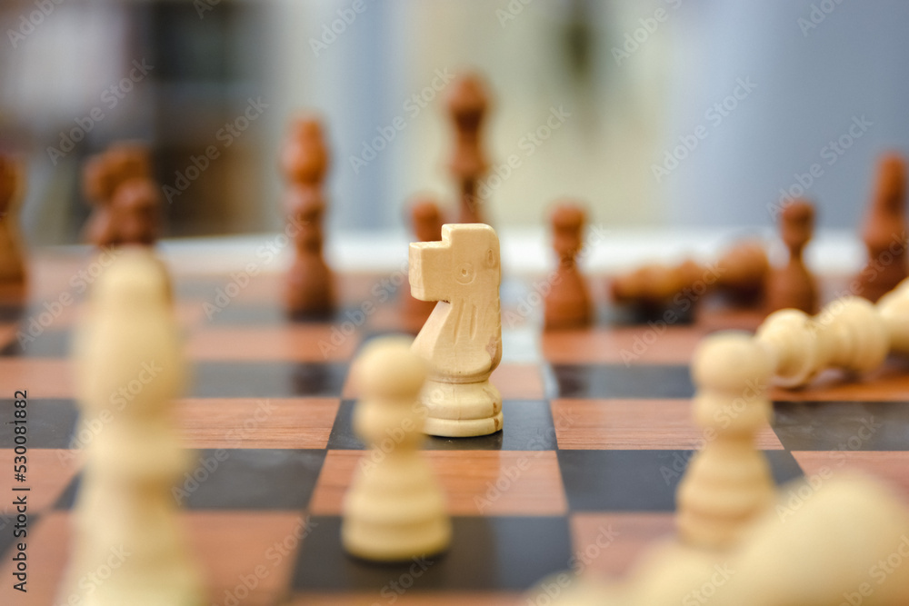 Picture of a wooden chess board game in cream and brown colors
Picture of a wooden chess board game in cream and brown colors