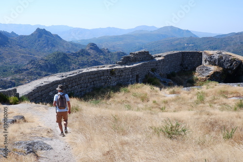 hiking old fortress in the mountains