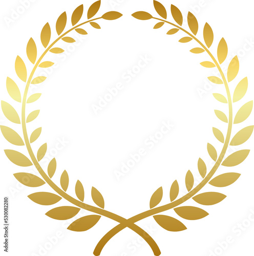 Golden award decorative frame. Laurel leaf branches