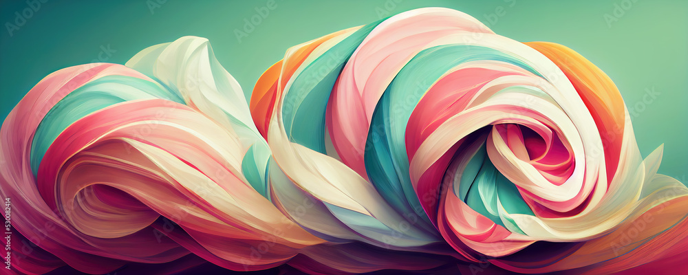 Leinwandbild Motiv - Robert Kneschke : Decorative twirling pastell lines as wallpaper background header