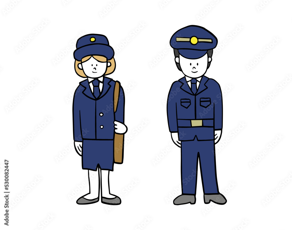 警察官、婦人警官のイラスト