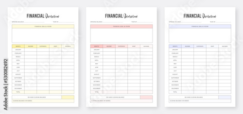 Financial Planner Design Templates. Yearly Financial Overview Planner. Business Planner Design. Planner Bundle Set.